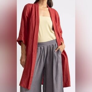 Women's Vibrant Orange Cape with pockets. 100% Line Made In Italy